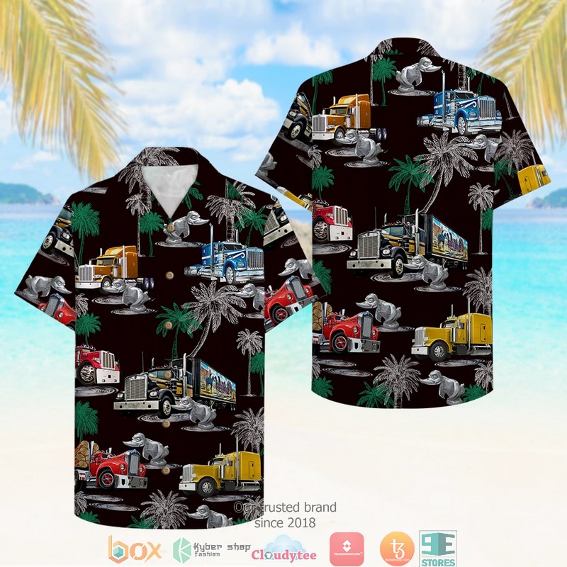 Duck_Truck_Pattern_Coconut_Black_Hawaiian_shirt_1