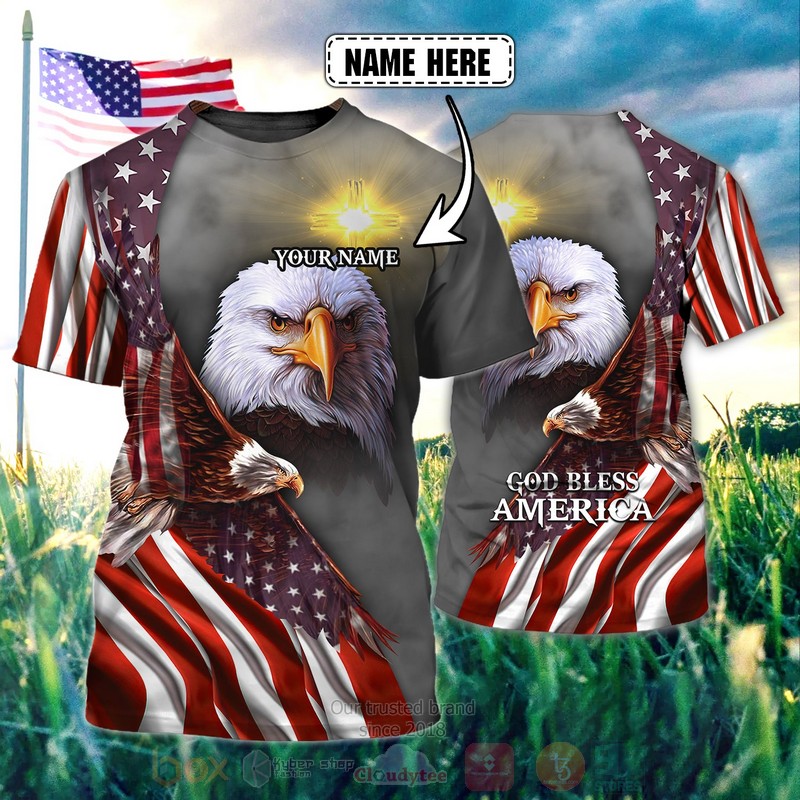 Eagle_God_Bless_American_Flag_Custom_Name_T-Shirt