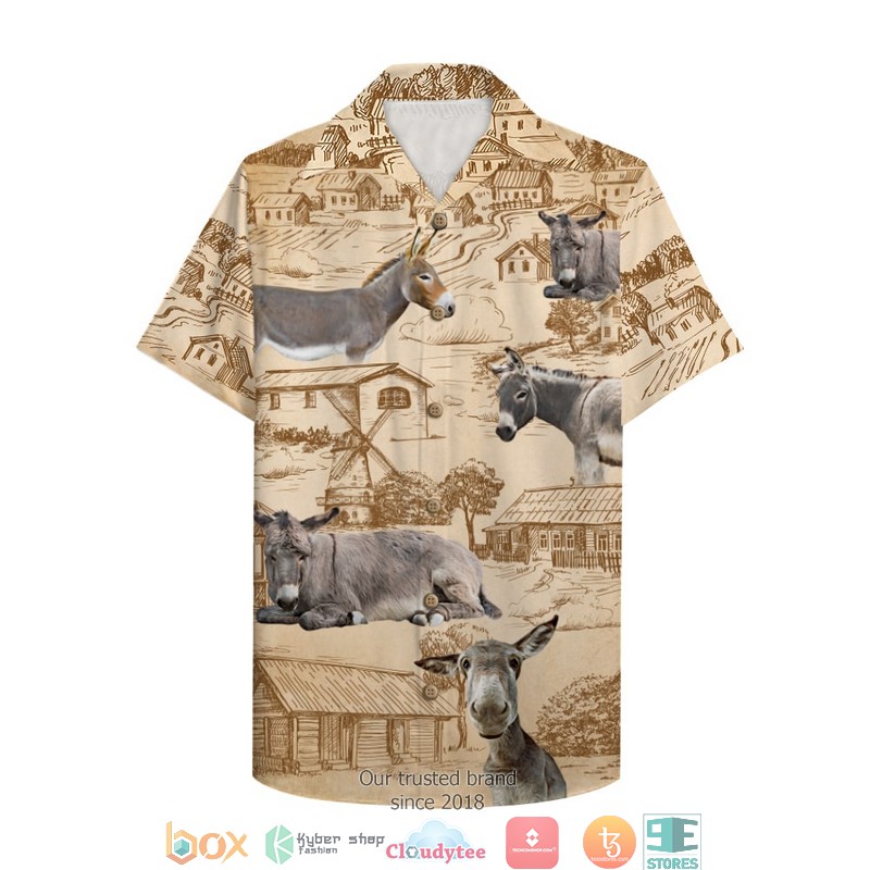 Farmer_Donkey_With_Donkey_And_Farm_Pattern_Hawaiian_shirt