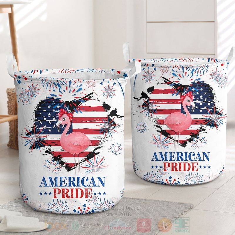 Flamingo_American_Pride_US_Independence_Day_Laundry_Basket