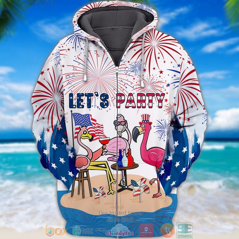 Flamingo_Lets_Party_Indepence_day_Shirt_hoodie