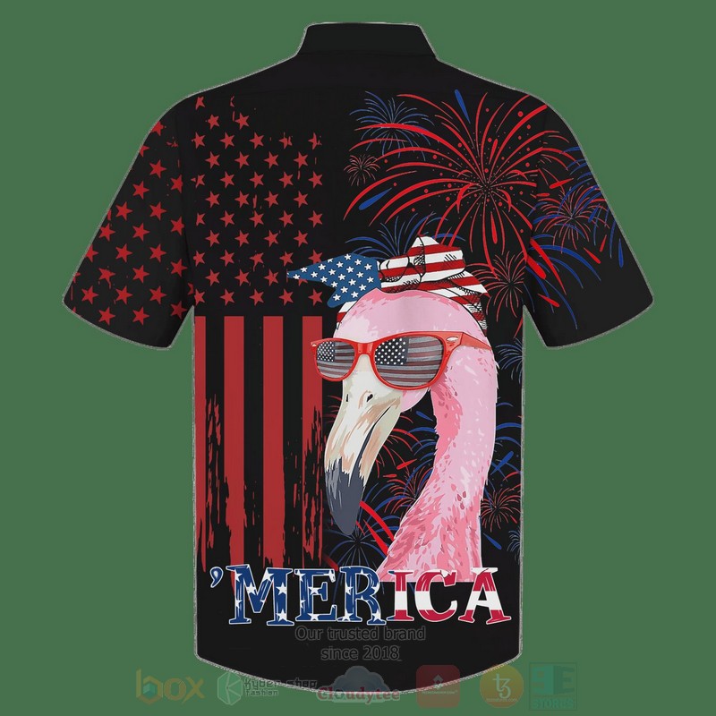 Flamingo_Merica_US_Flag_Black_Hawaiian_Shirt_1