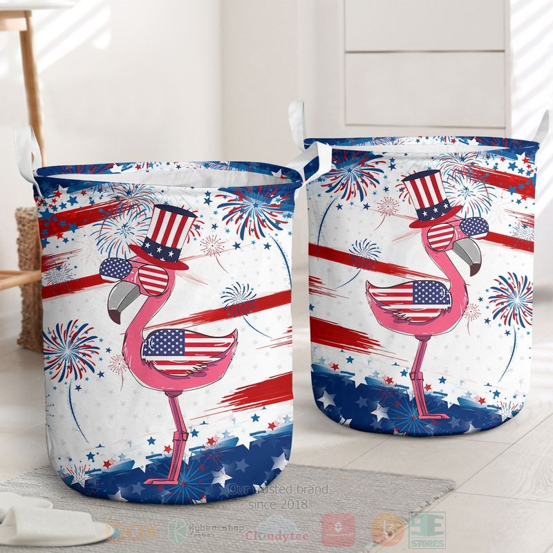 Flamingo_US_Independence_Day_Laundry_Basket