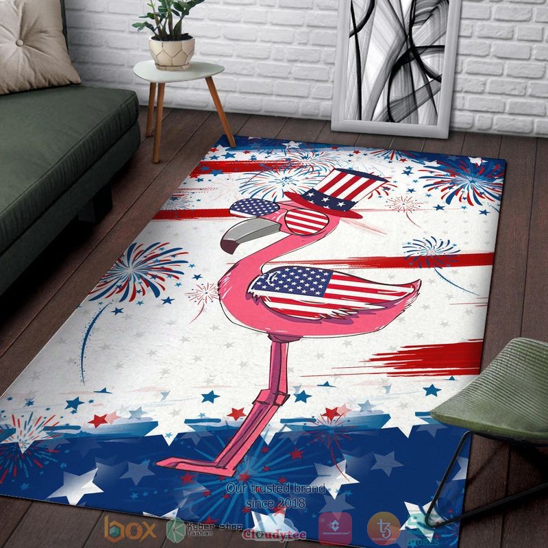 Flamingo_Wearing_US_flag_glasses_America_Indepence_day_Rug_1