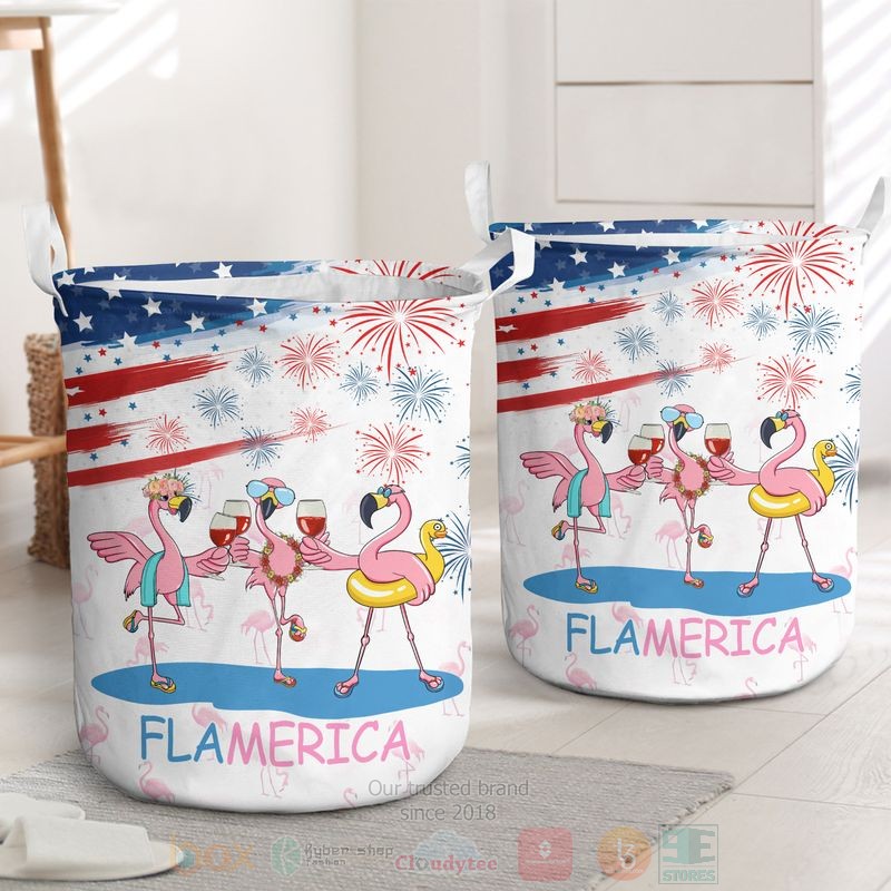 Flamingos_Flamerica_Drinkings_US_Independence_Day_Laundry_Basket
