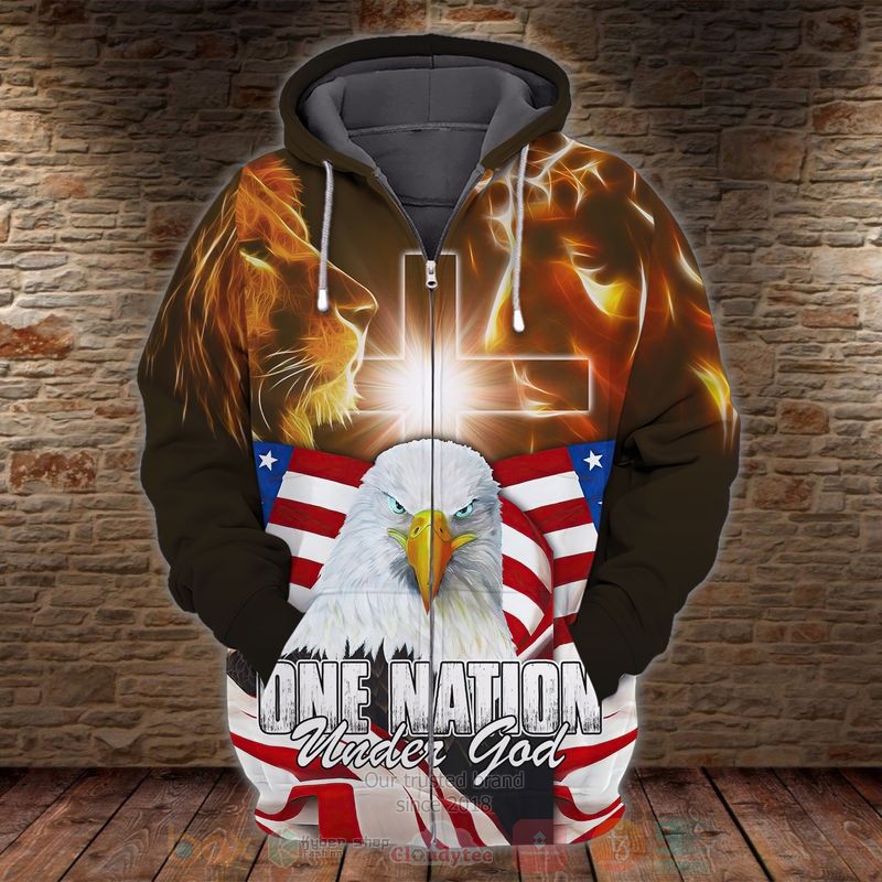 God_Lion_Eagle_One_Nation_Under_God_3D_Zip_Hoodie