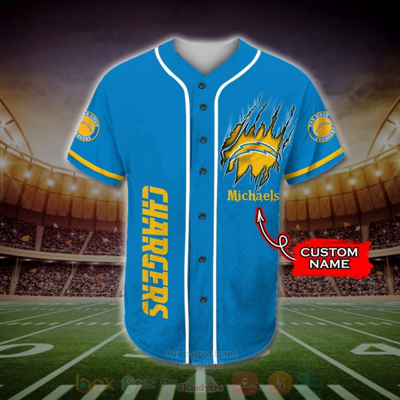 Los_Angeles_Chargers_Mascot_NFL_Custom_Name_Baseball_Jersey_1