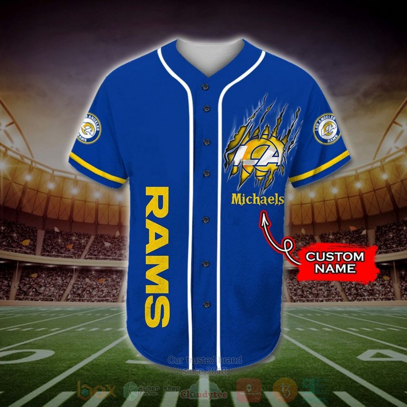 Los_Angeles_Rams_Mascot_NFL_Custom_Name_Baseball_Jersey_1
