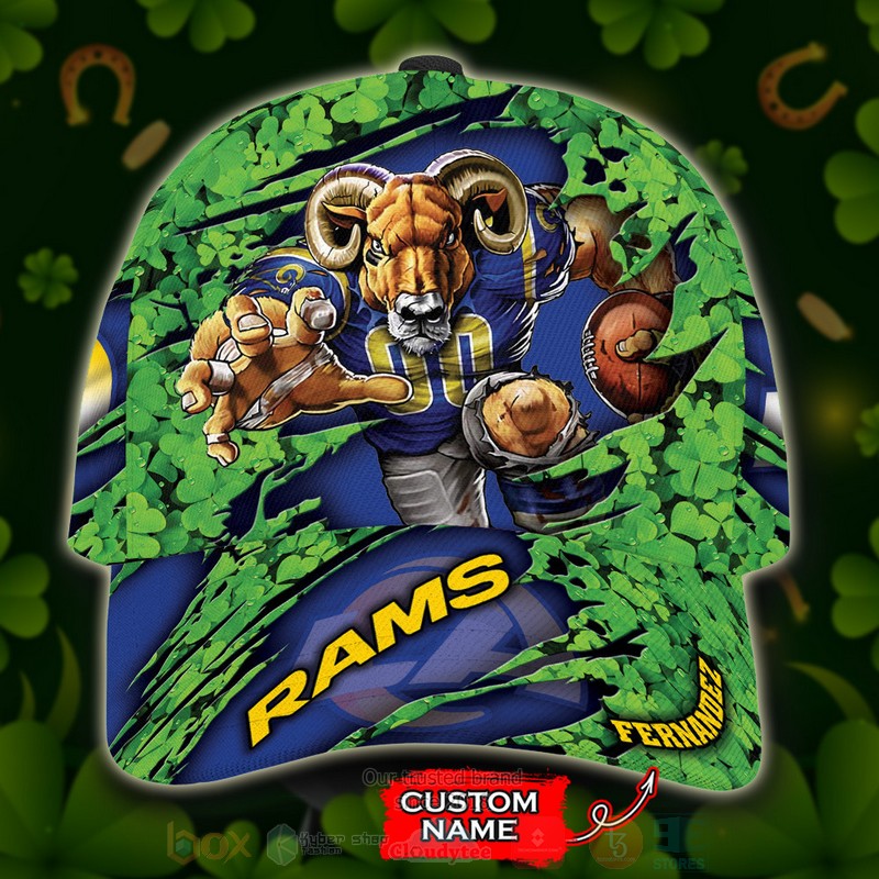 Los_Angeles_Rams_St_Patrick_Day_NFL_Mascot_Custom_Name_Cap