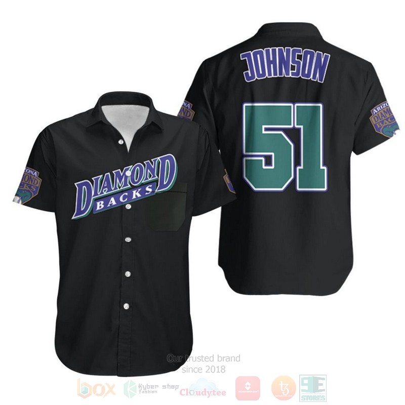 MLB_Randy_Johnson_Arizona_Diamondbacks_Black_Hawaiian_Shirt