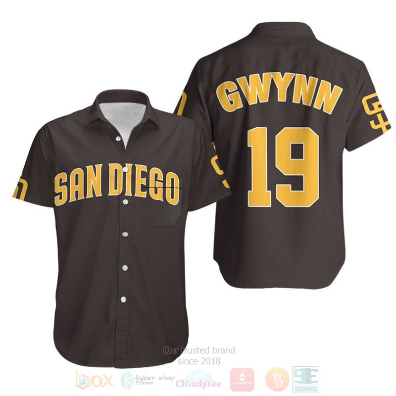 MLB_San_Diego_Padres_Tony_Gwynn_19_Dark_Brown_Hawaiian_Shirt