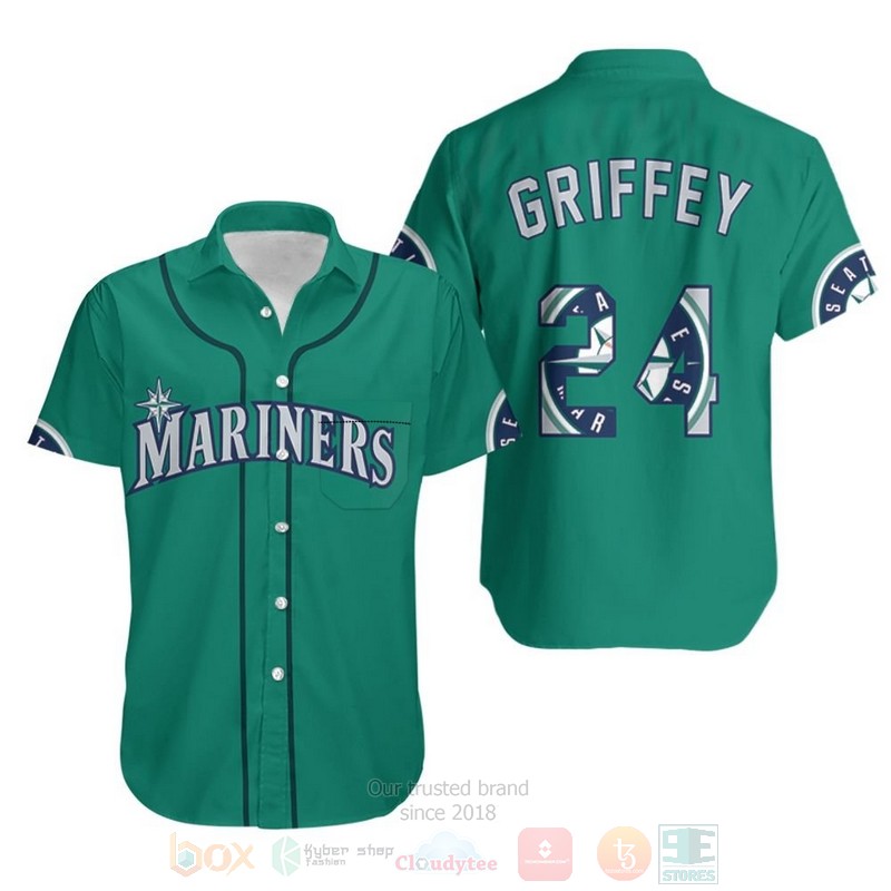 MLB_Seattle_Mariners_Ken_Griffey_Jr_24_2020_Green_Hawaiian_Shirt