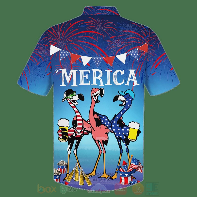 Merica_US_Flag_Flamingos_Drinks_Beer_Hawaiian_Shirt_1
