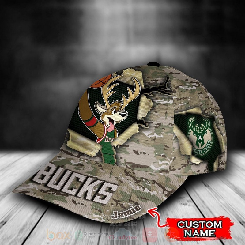 Milwaukee_Bucks_Camo_Mascot_NBA_Custom_Name_Cap_1
