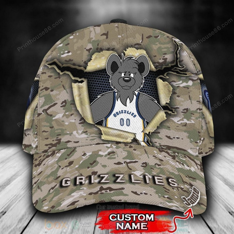 NBA_Memphis_Grizzlies_Camo_Mascot_Custom_Name_Cap