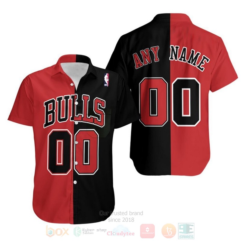 NBA_Personalized_Chicago_Bulls_90S_Throwback_Split_Red_Black_Hawaiian_Shirt