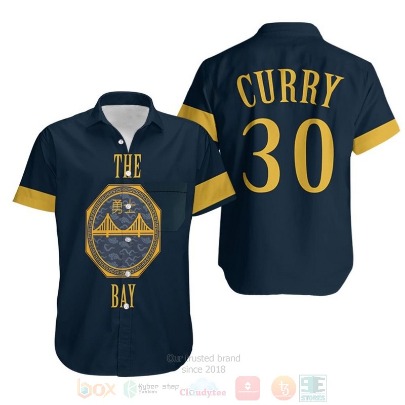 NBA_Stephen_Curry_Golden_State_Warriors_City_Navy_Hawaiian_Shirt