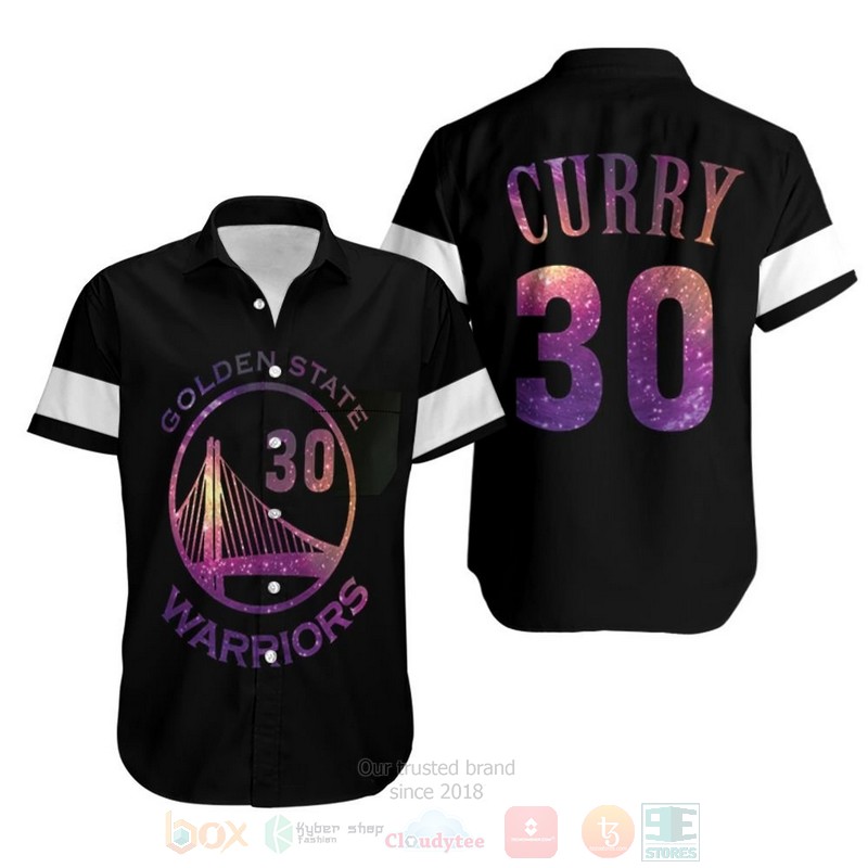 NBA_Warriors_Stephen_Curry_Iridescent_Black_Hawaiian_Shirt