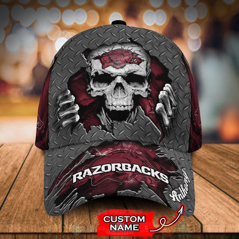 NCAA_Arkansas_Razorbacks_Skull_Custom_Name_Cap