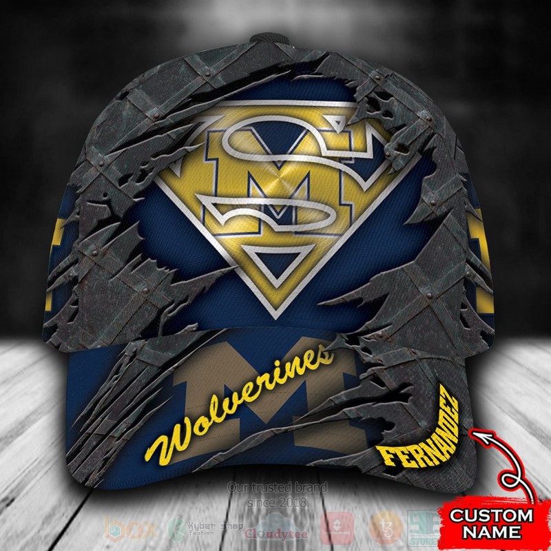 NCAA_Michigan_Wolverines_Superman_Custom_Name_Cap