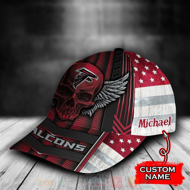 NFL_Atlanta_Falcons_Skull_Custom_Name_Red_Cap_1