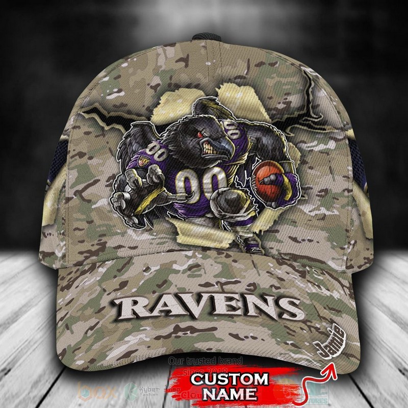 NFL_Baltimore_Ravens_CAMO_Mascot_Custom_Name_Cap