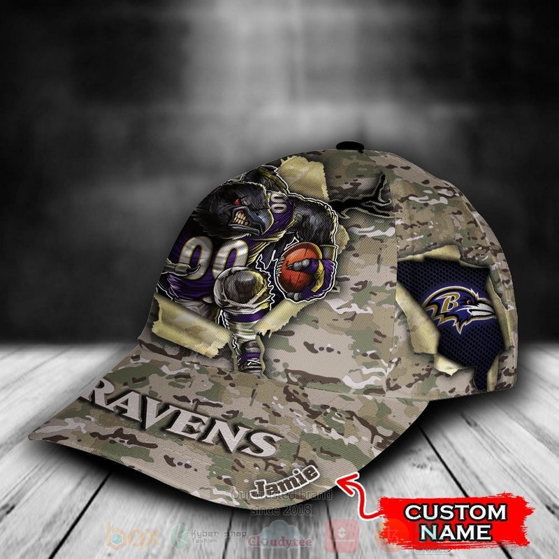 NFL_Baltimore_Ravens_CAMO_Mascot_Custom_Name_Cap_1