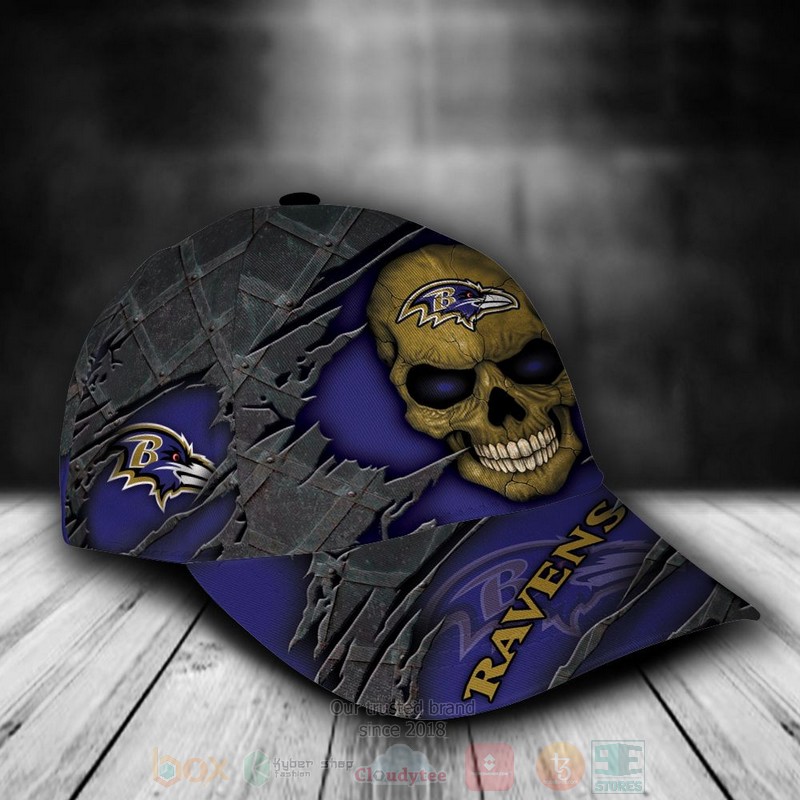 NFL_Baltimore_Ravens_Skull_Custom_Name_Grey_Cap_1