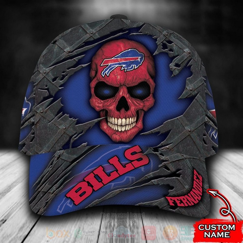 NFL_Buffalo_Bills_Skull_Custom_Name_Grey_Cap