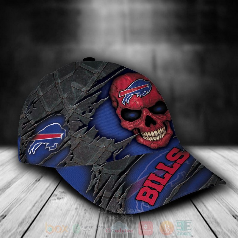 NFL_Buffalo_Bills_Skull_Custom_Name_Grey_Cap_1