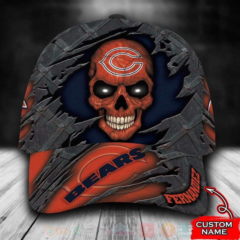 NFL_Chicago_Bears_Skull_Custom_Name_Grey_Cap
