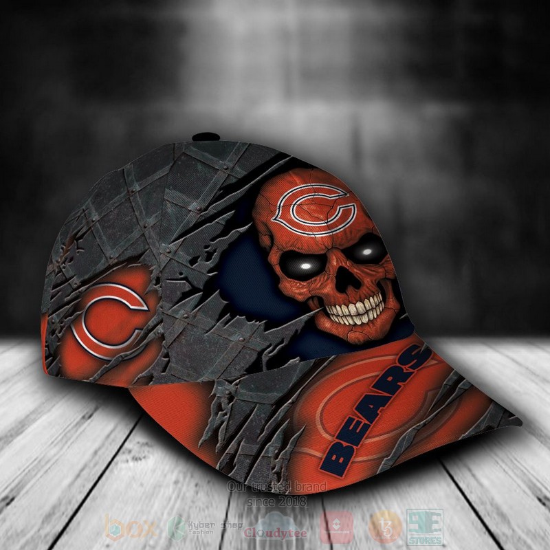 NFL_Chicago_Bears_Skull_Custom_Name_Grey_Cap_1