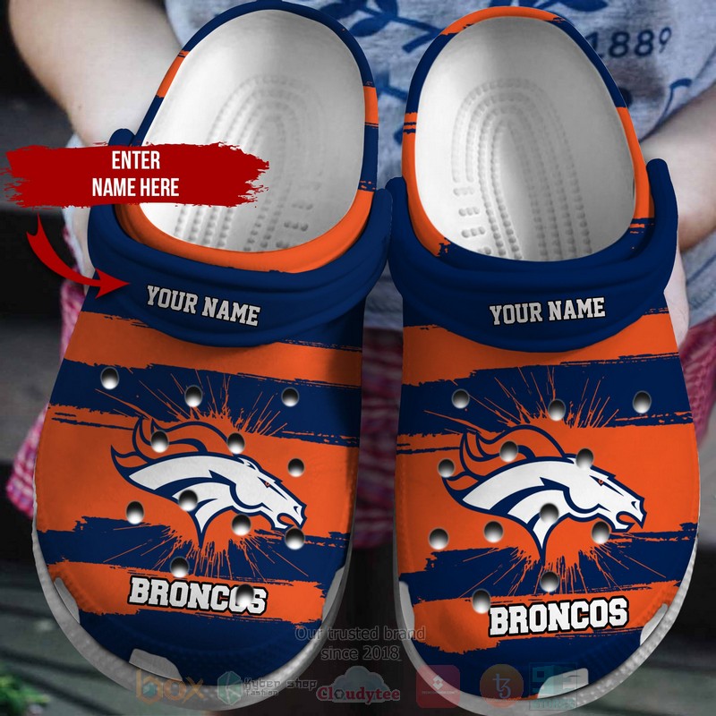 NFL_Denver_Broncos_Custom_Name_Navy-Turmeric_Crocband_Crocs_Clog_Shoes