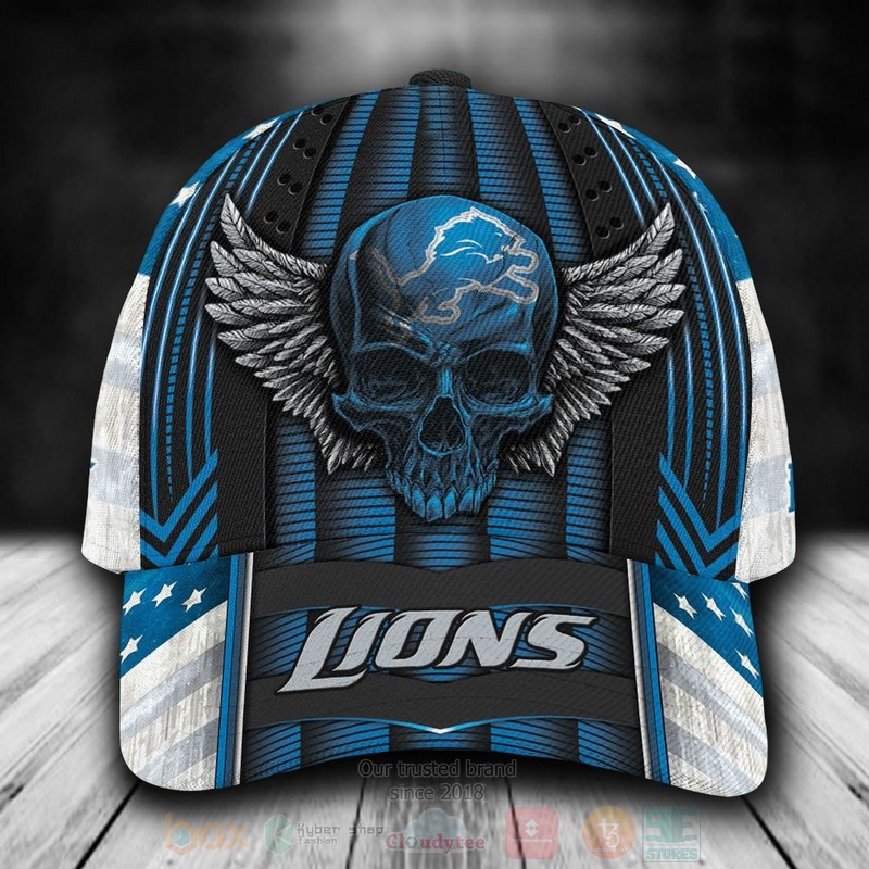 NFL_Detroit_Lions_Skull_Custom_Name_Blue_Cap