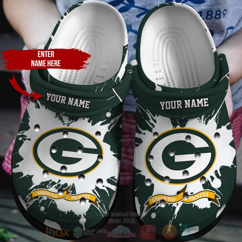 NFL_Green_Bay_Packers_Custom_Name_Greens-White_Crocband_Crocs_Clog_Shoes