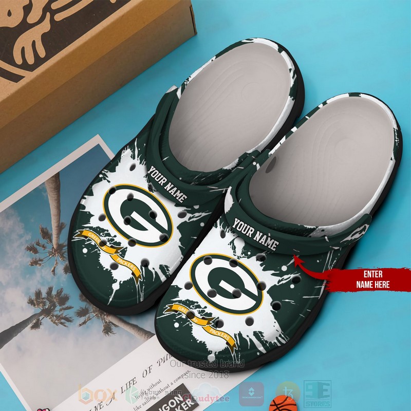 NFL_Green_Bay_Packers_Custom_Name_Greens-White_Crocband_Crocs_Clog_Shoes_1