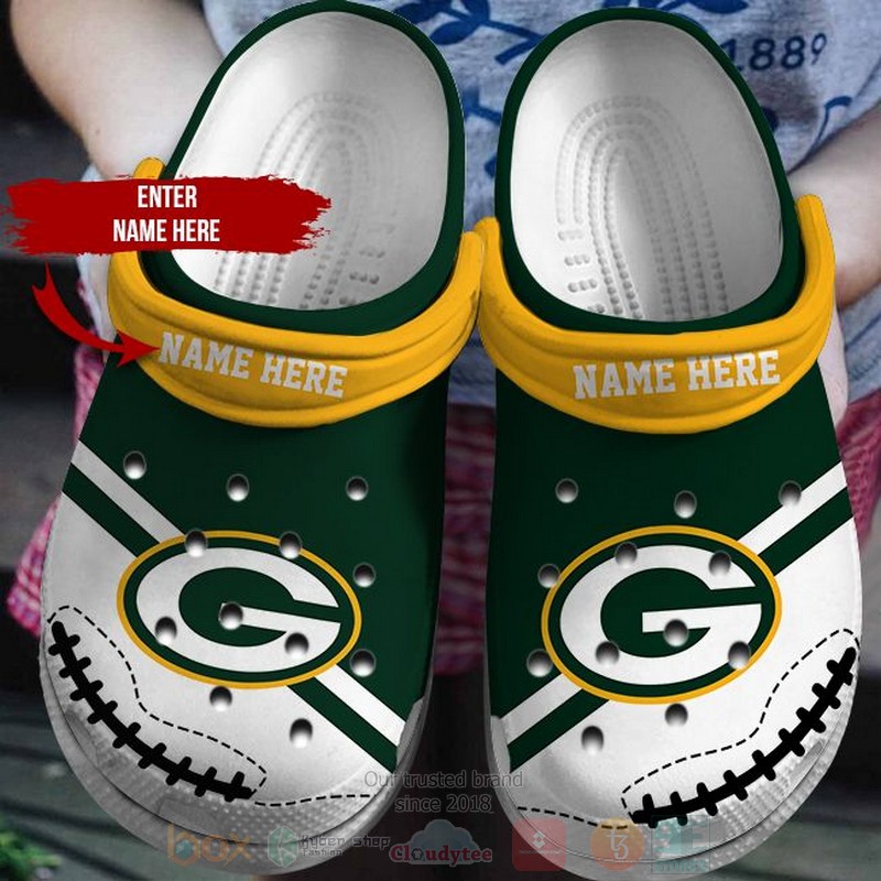 NFL_Green_Bay_Packers_Custom_Name_White-Green_Crocband_Crocs_Clog_Shoes