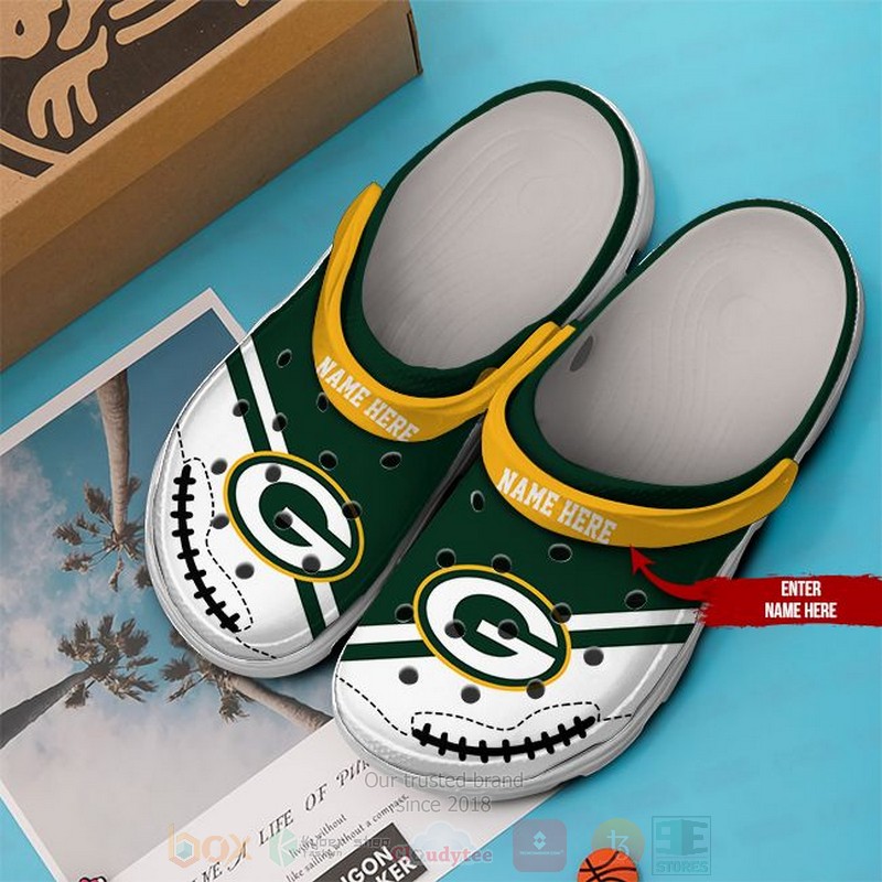 NFL_Green_Bay_Packers_Custom_Name_White-Green_Crocband_Crocs_Clog_Shoes_1