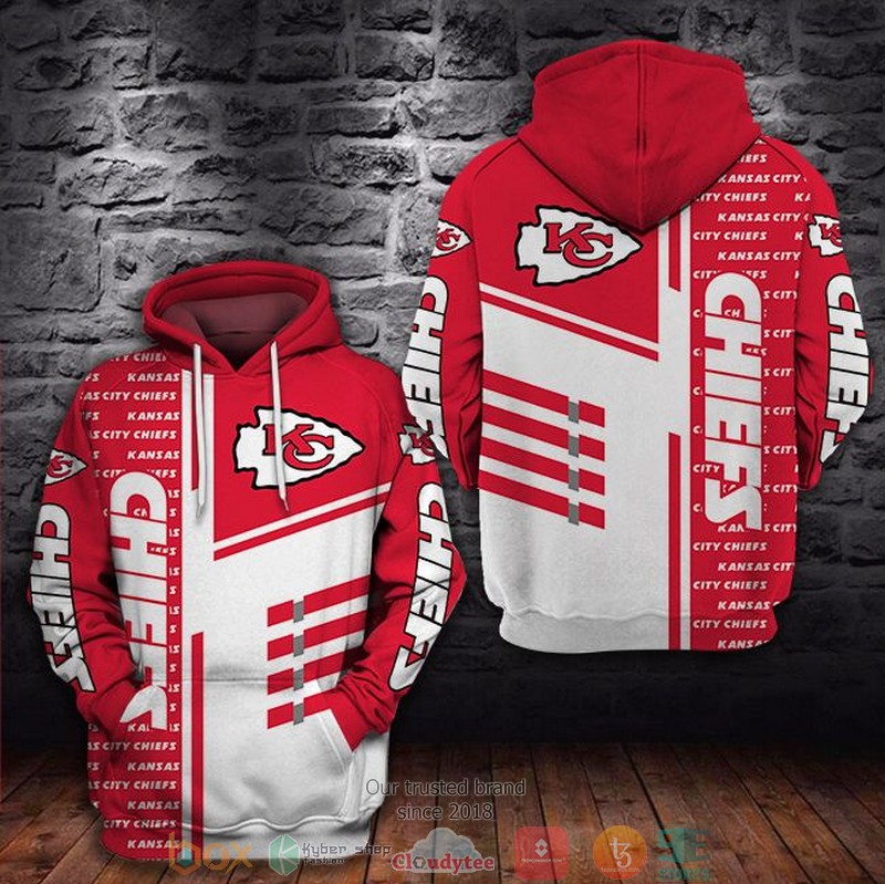 NFL_Kansas_City_Chiefs_white_red_3D_Hoodie