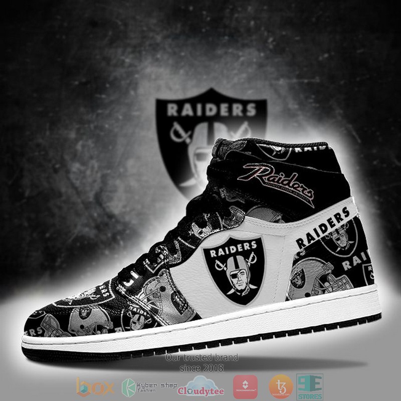 NFL_Las_Vegas_Raiders_Black_White_Air_Jordan_High_Top_Shoes