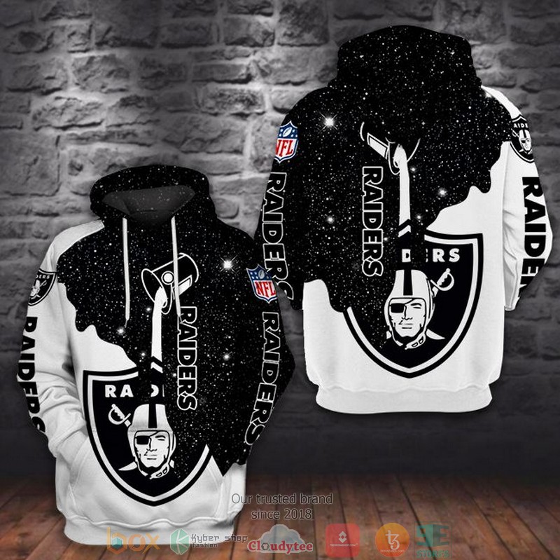 NFL_Las_Vegas_Raiders_Black_White_Galaxy_3d_hoodie