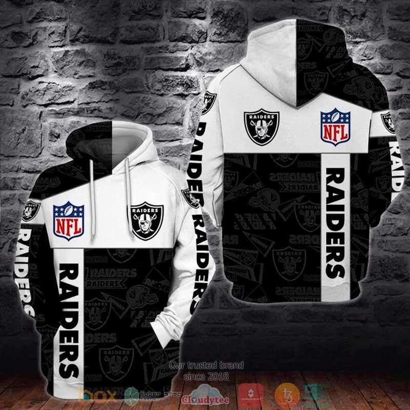 NFL_Las_Vegas_Raiders_Black_and_White_3d_hoodie