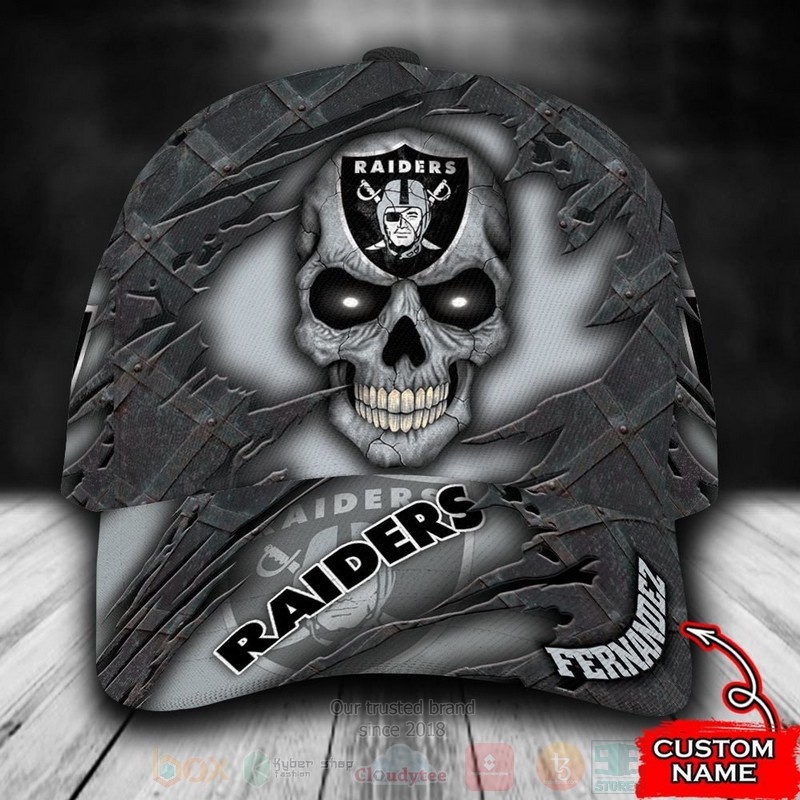 NFL_Las_Vegas_Raiders_Skull_Custom_Name_Grey_Cap