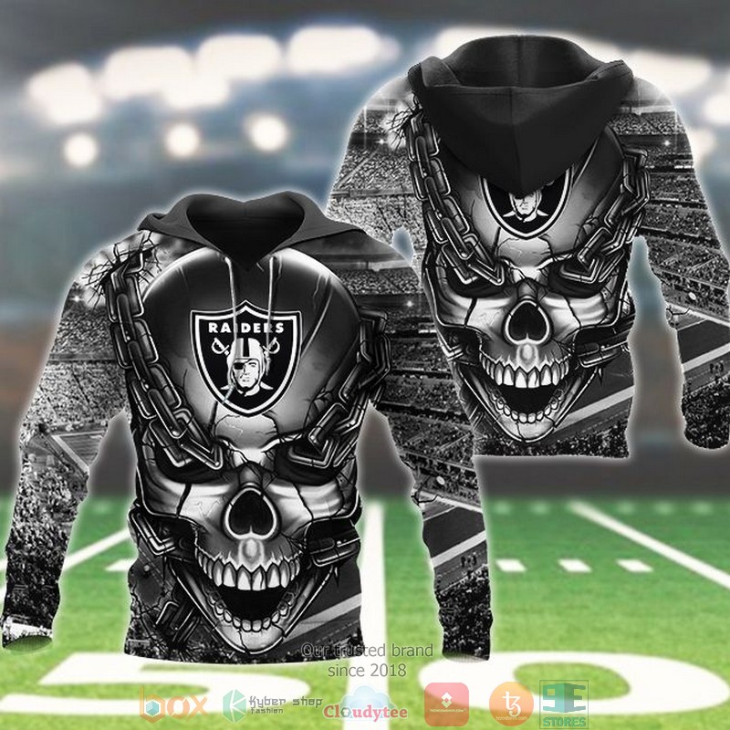 NFL_Las_Vegas_Raiders_Skull_chain_silver_3d_hoodie