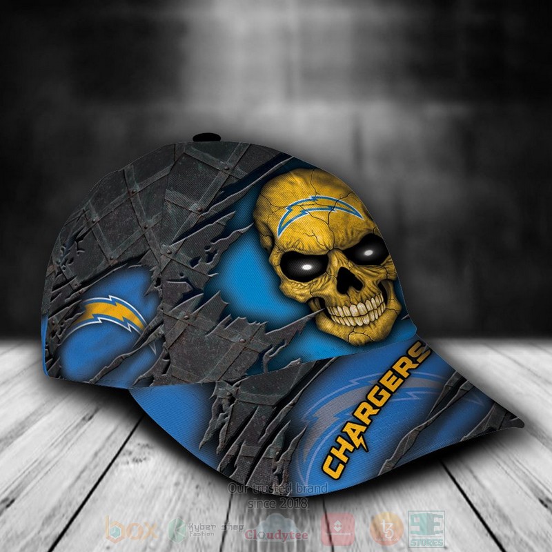 NFL_Los_Angeles_Chargers_Skull_Custom_Name_Grey_Cap_1