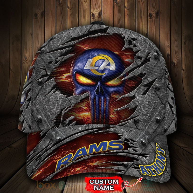 NFL_Los_Angeles_Rams_Skull_Custom_Name_Grey_Cap