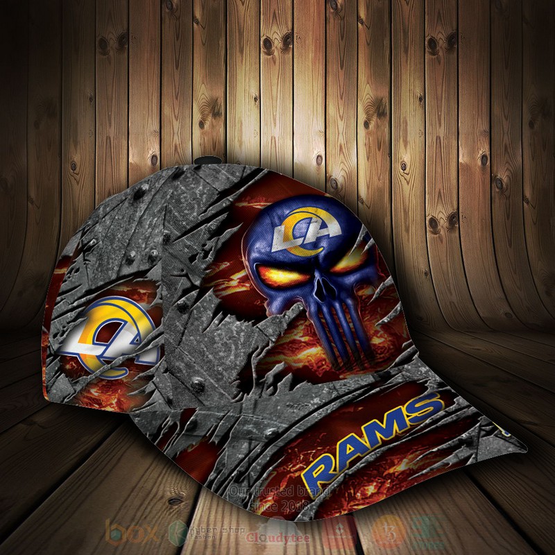 NFL_Los_Angeles_Rams_Skull_Custom_Name_Grey_Cap_1