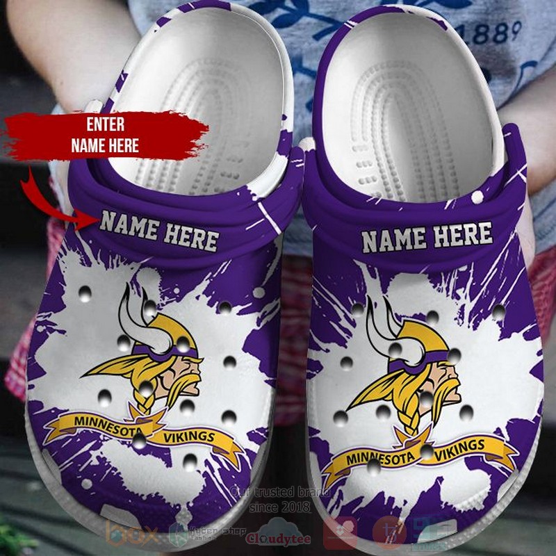 NFL_Minnesota_Vikings_Custom_Name_Purple-White_Crocband_Crocs_Clog_Shoes