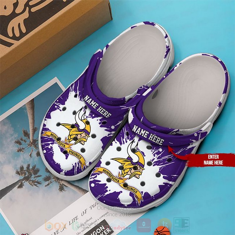 NFL_Minnesota_Vikings_Custom_Name_Purple-White_Crocband_Crocs_Clog_Shoes_1