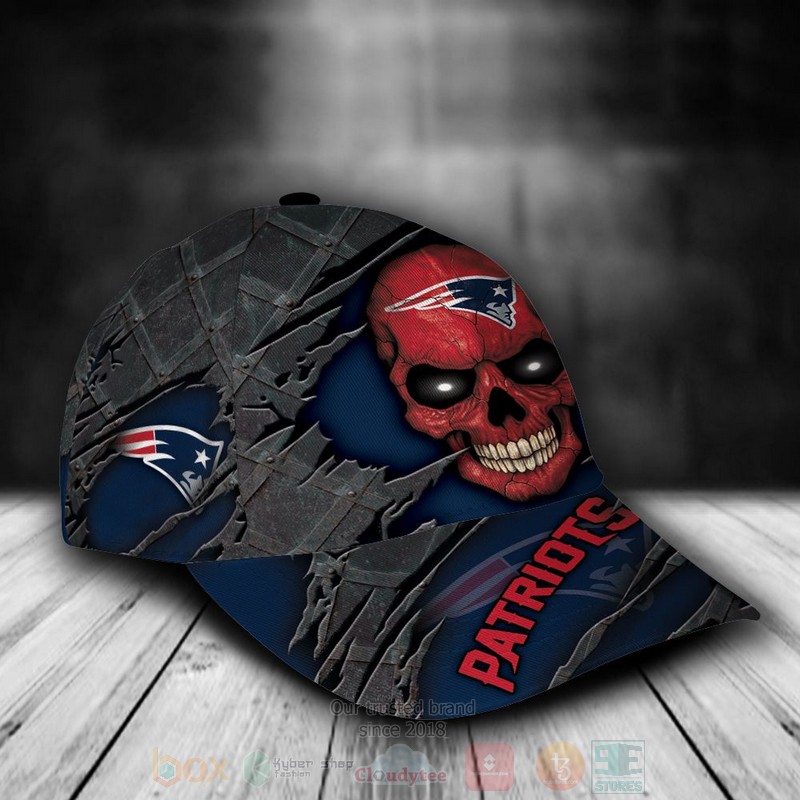 NFL_New_England_Patriots_Skull_Custom_Name_Grey_Cap_1